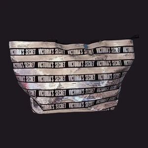 Victoria secret sequin tote  bag  black & silver